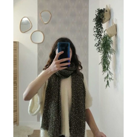 Foulard vert motif chevrons tissé | Marina & Paloma