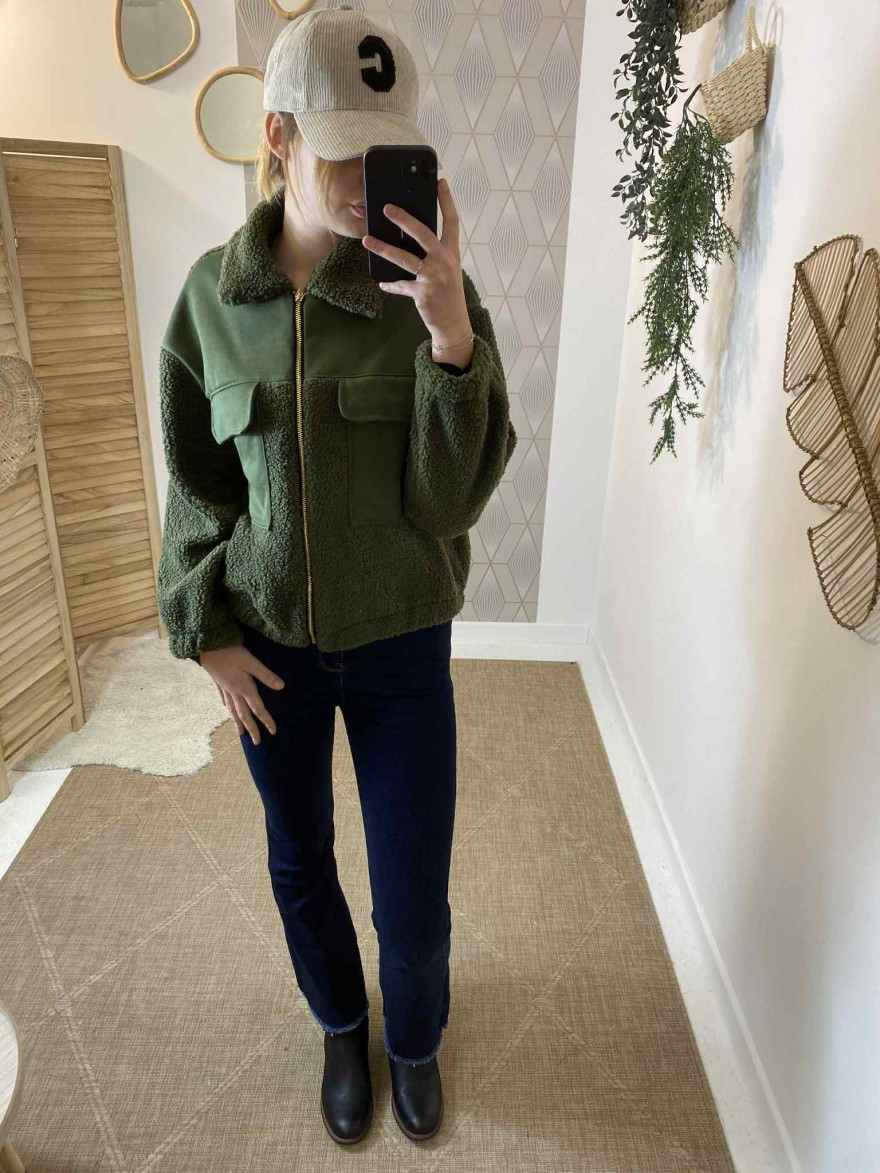 Veste moumoute verte 1244-3| Marina & Paloma