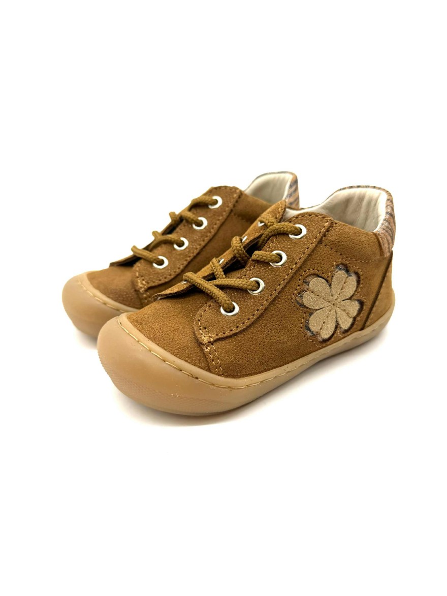 Bottillon Bellamy Elisa Marron | Chaussures Montantes Bébé Suédine Fleur