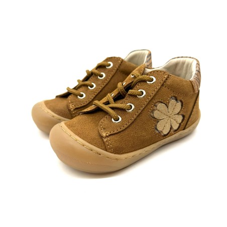 Bottillon Bellamy Elisa Marron | Chaussures Montantes Bébé Suédine Fleur