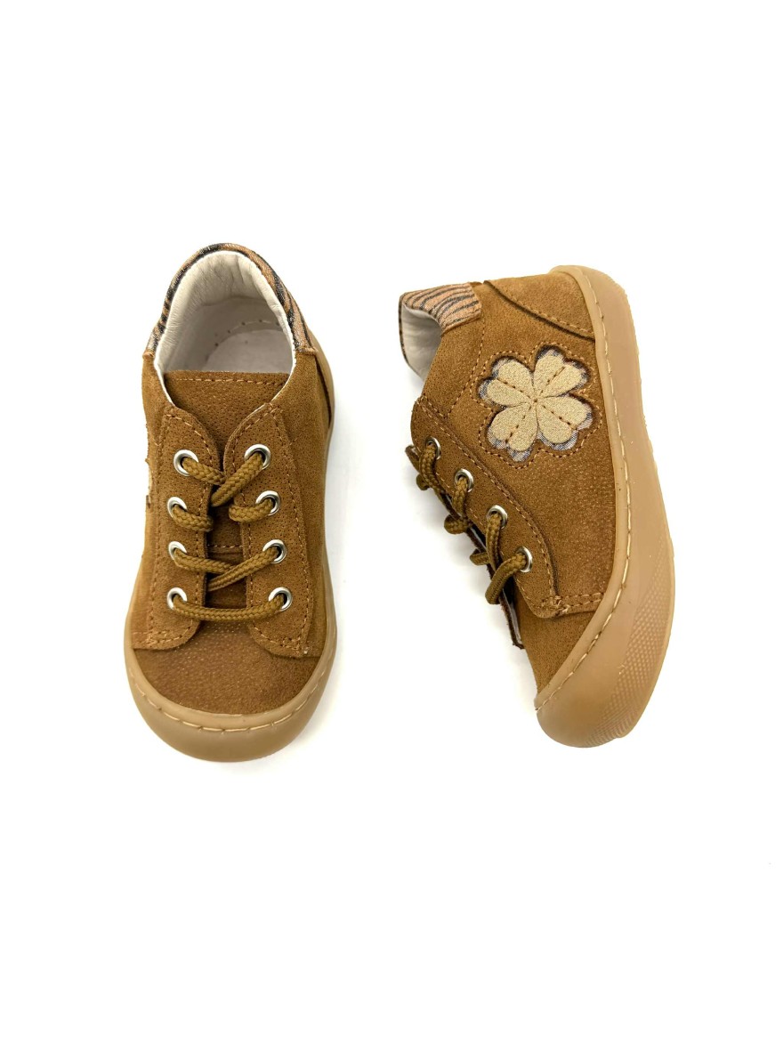 Bottillon Bellamy Elisa Marron | Chaussures Montantes Bébé Suédine Fleur