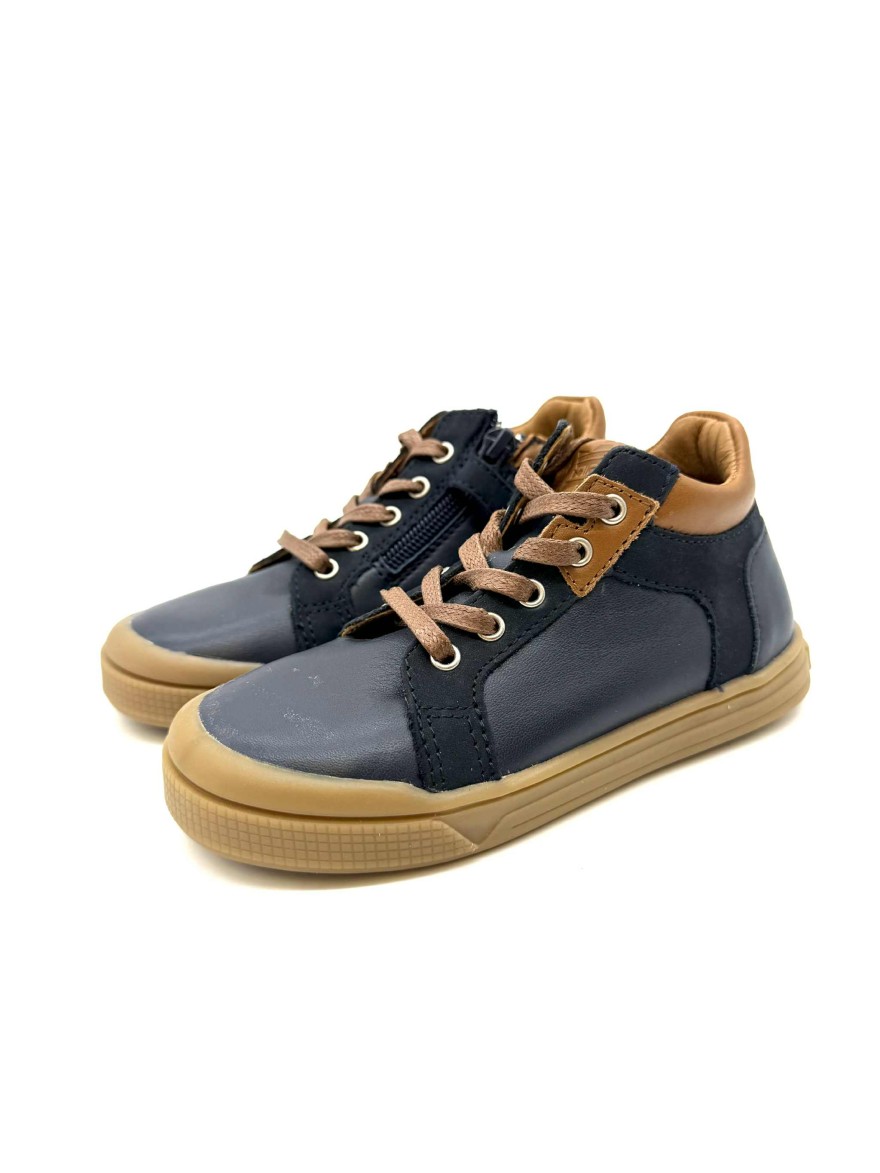 Bellamy Lucky Garçon | Baskets Montantes Bleu Marine & Marron