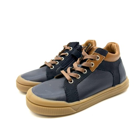 Bellamy Lucky Garçon | Baskets Montantes Bleu Marine & Marron