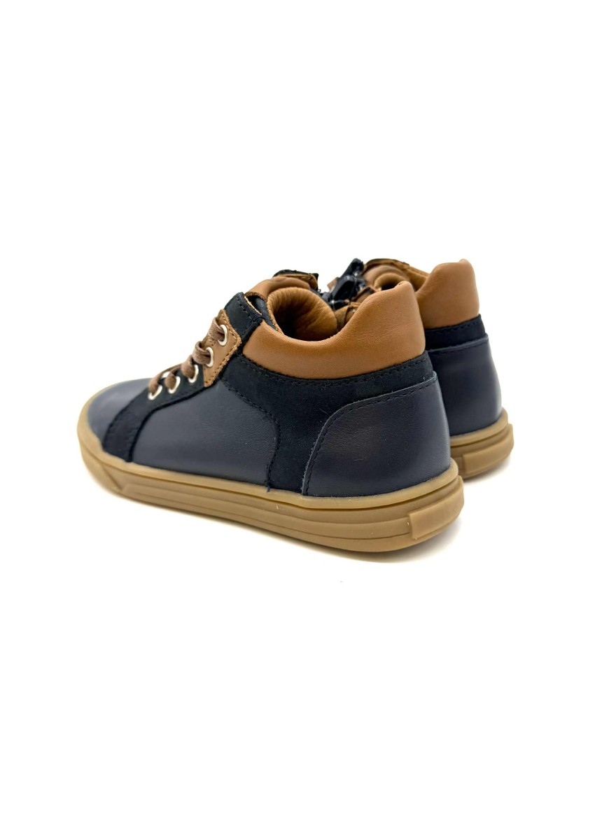 Bellamy Lucky Garçon | Baskets Montantes Bleu Marine & Marron