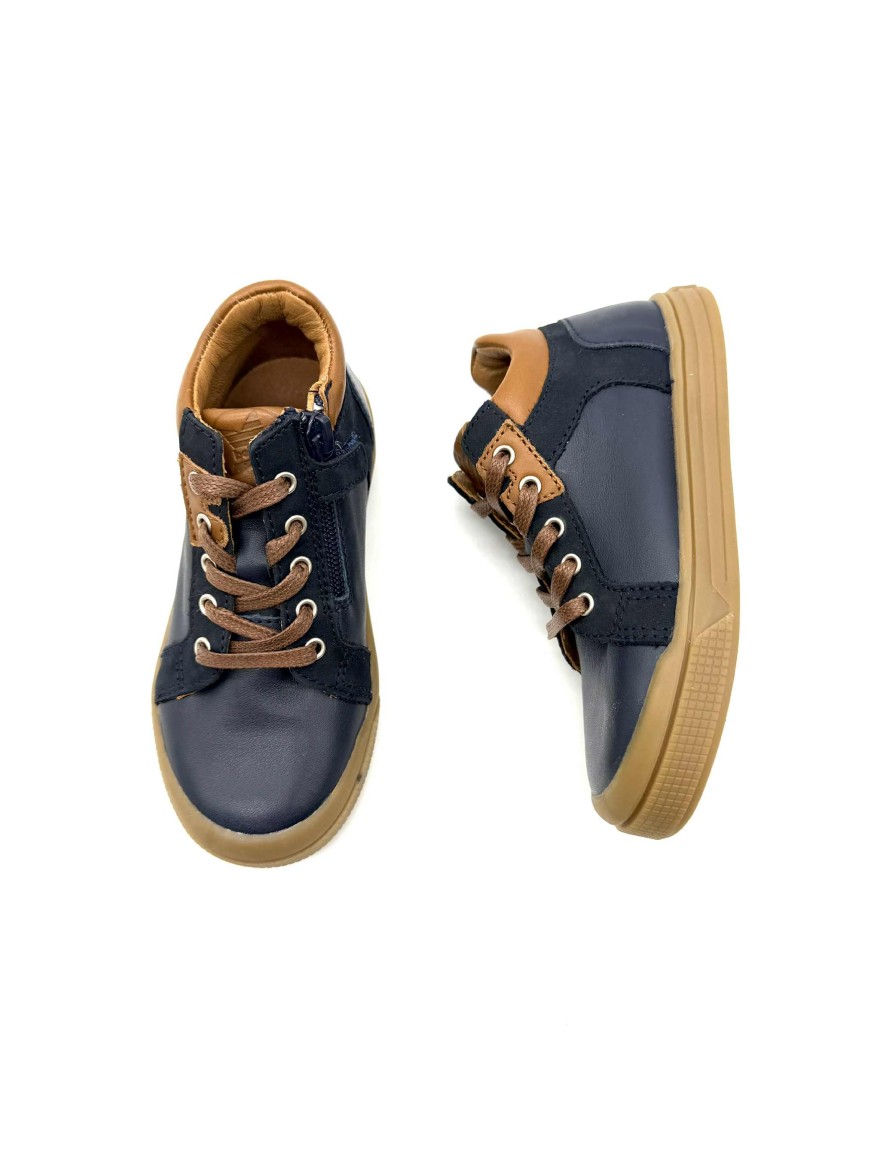 Bellamy Lucky Garçon | Baskets Montantes Bleu Marine & Marron
