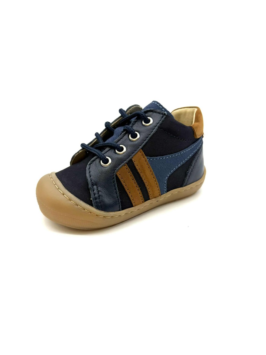 Bellamy Lilian | Bottillons Garçon Bleu Marine & Marron | Baskets Montantes Enfant