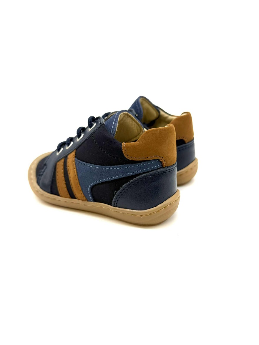 Bellamy Lilian | Bottillons Garçon Bleu Marine & Marron | Baskets Montantes Enfant
