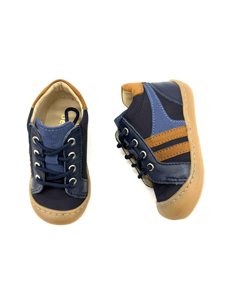 Bellamy Lilian | Bottillons Garçon Bleu Marine & Marron | Baskets Montantes Enfant