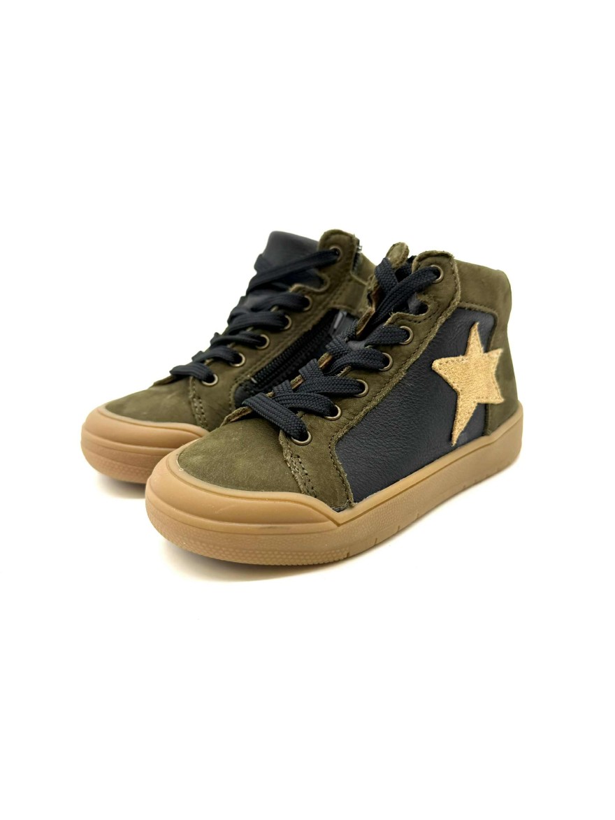 Basket Ilano Bellamy | Baskets Montantes Vert Olive & Noir | Chaussures Enfant