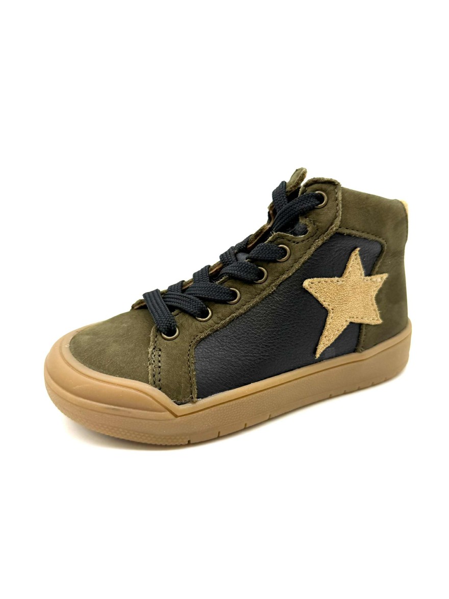 Basket Ilano Bellamy | Baskets Montantes Vert Olive & Noir | Chaussures Enfant