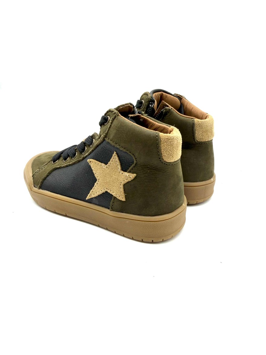 Basket Ilano Bellamy | Baskets Montantes Vert Olive & Noir | Chaussures Enfant