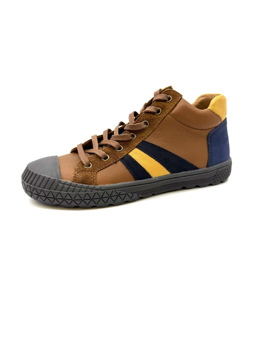 Chaussure Ivano Bellamy Garçon | Baskets Montantes Marron & Bleu Marine | Enfant