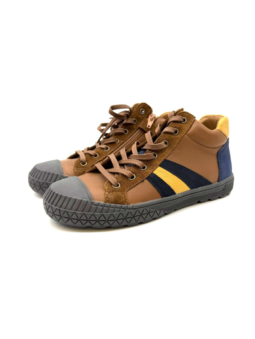 Chaussure Ivano Bellamy Garçon | Baskets Montantes Marron & Bleu Marine | Enfant