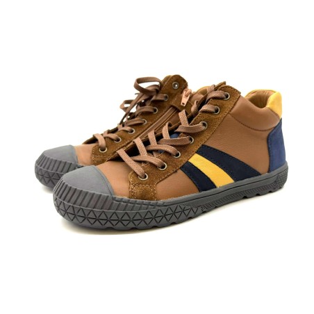 Chaussure Ivano Bellamy Garçon | Baskets Montantes Marron & Bleu Marine | Enfant