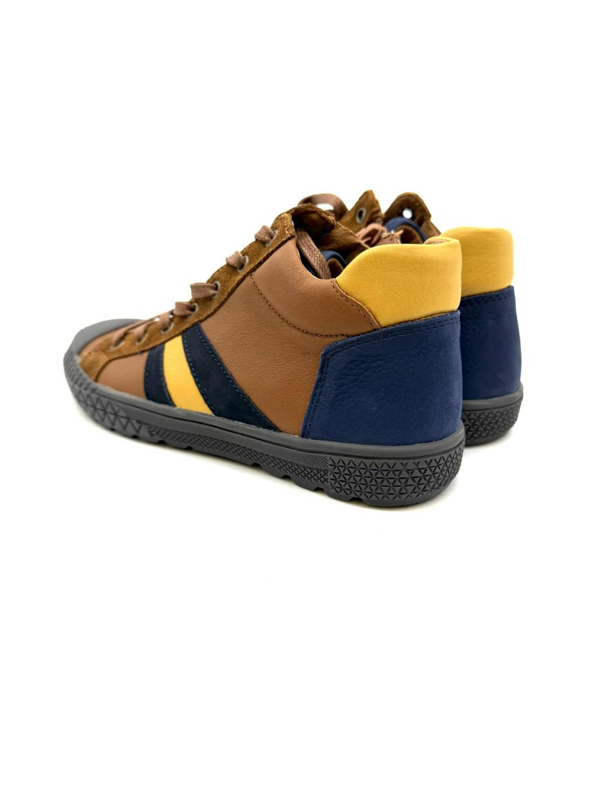 Chaussure Ivano Bellamy Garçon | Baskets Montantes Marron & Bleu Marine | Enfant