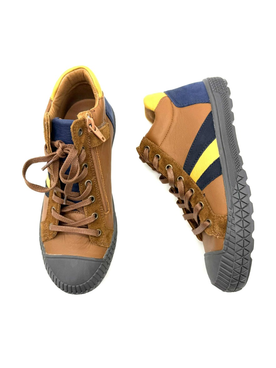 Chaussure Ivano Bellamy Garçon | Baskets Montantes Marron & Bleu Marine | Enfant