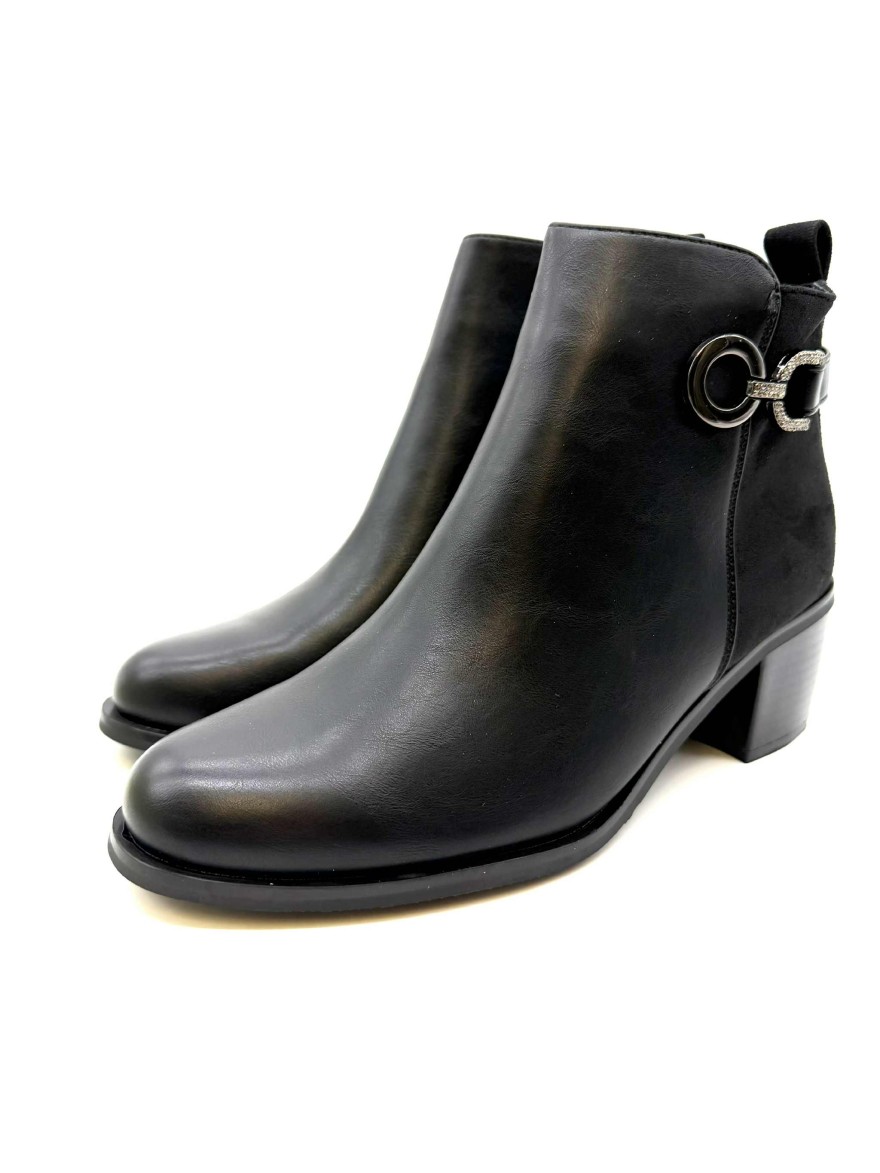 Bottine à Talon Féminine Noir | Talon Bloc Moyen | Chic et Confort