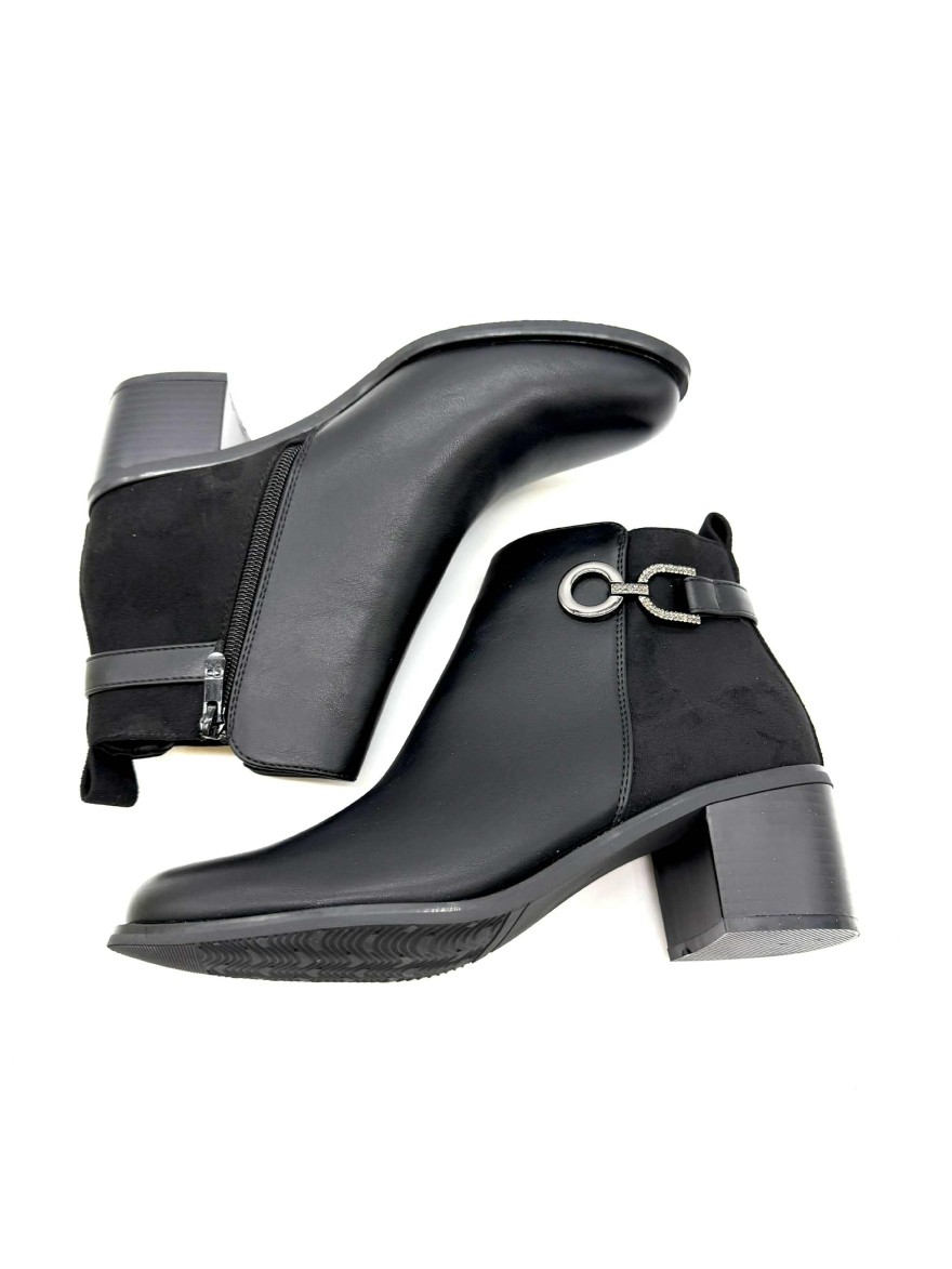 Bottine à Talon Féminine Noir | Talon Bloc Moyen | Chic et Confort