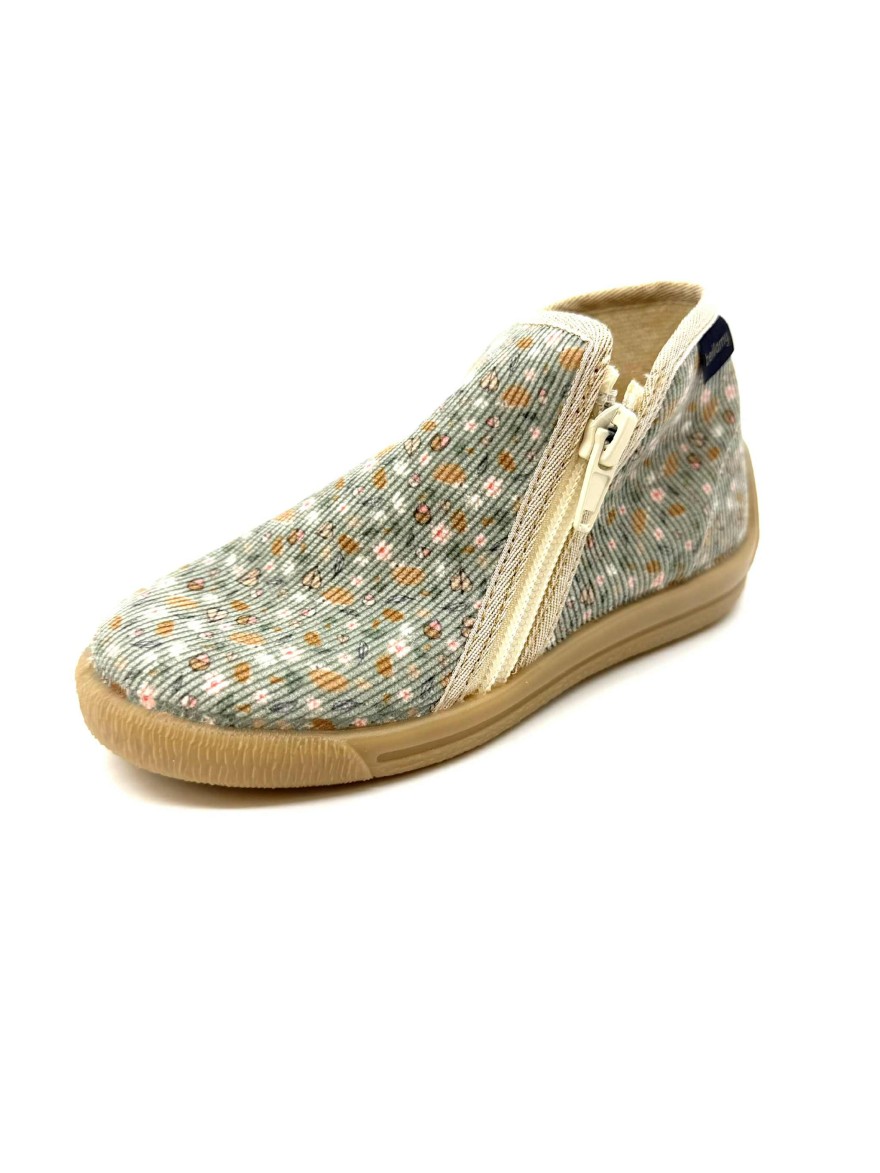 Chausson Bellamy Pomette Fille | Fleurs & Vert Tendre | Marina & Paloma