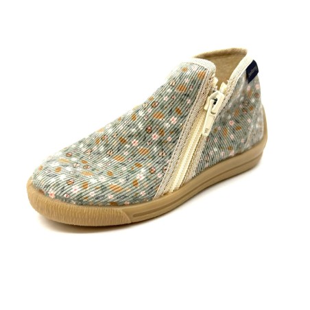 Chausson Bellamy Pomette Fille | Fleurs & Vert Tendre | Marina & Paloma