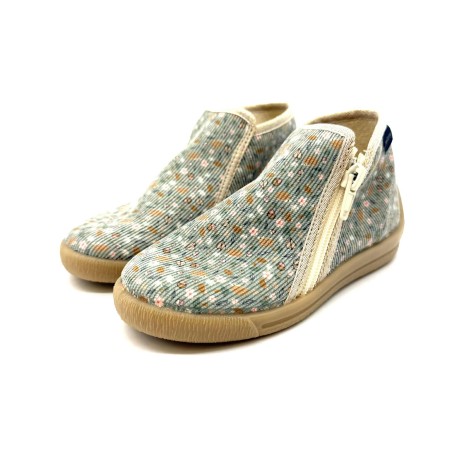 Chausson Bellamy Pomette Fille | Fleurs & Vert Tendre | Marina & Paloma