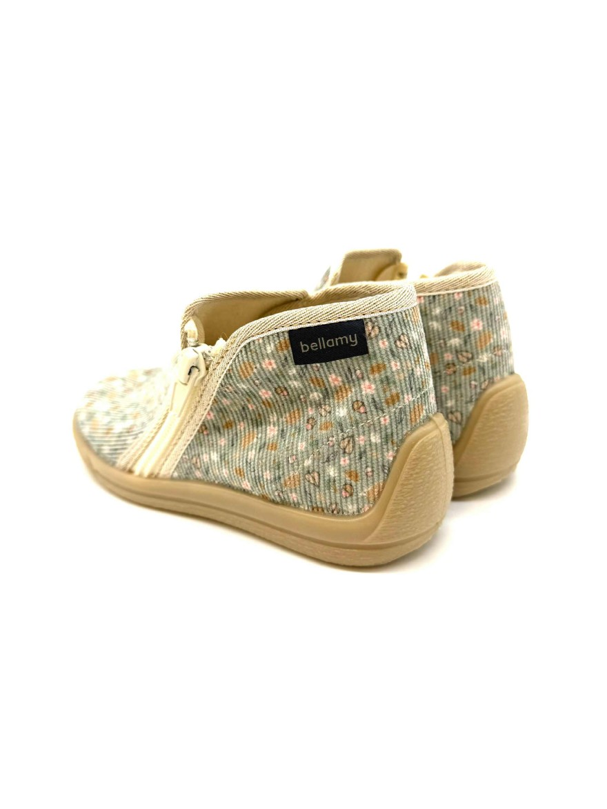 Chausson Bellamy Pomette Fille | Fleurs & Vert Tendre | Marina & Paloma