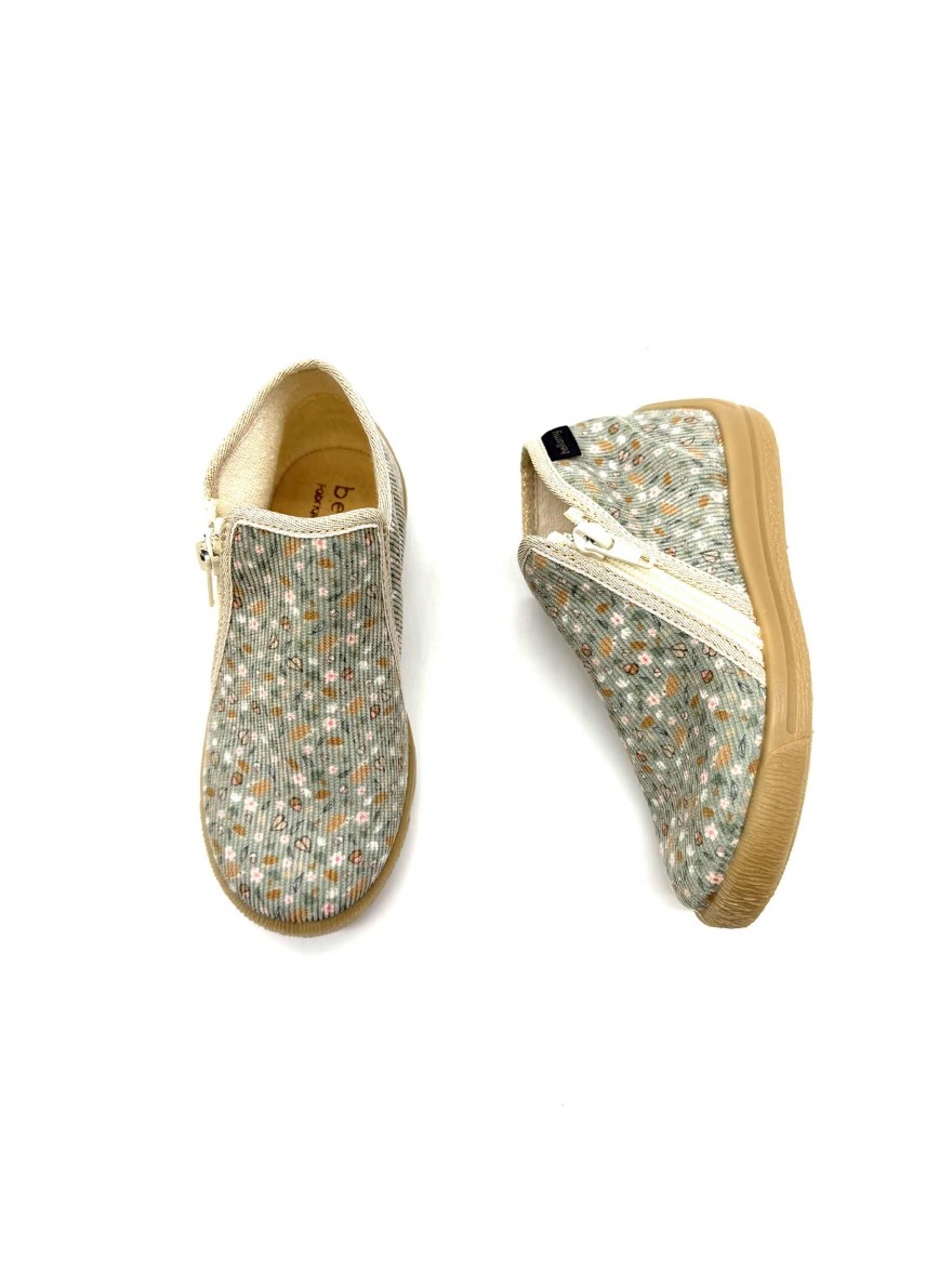 Chausson Bellamy Pomette Fille | Fleurs & Vert Tendre | Marina & Paloma
