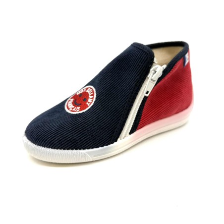 Chausson Bellamy Enfant | Velours Bleu Marine & Patch Sourire | Marina & Paloma