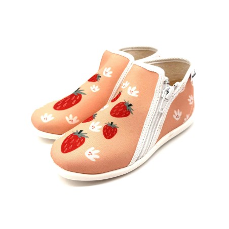 Chausson Bellamy Taupe Fille | Fraises & Lapins | Marina & Paloma