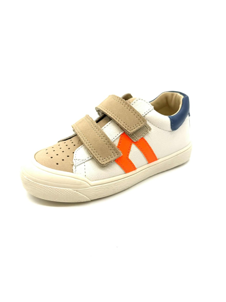 Basket Bellamy Sunday garçon : sneakers à scratch beige et colorées