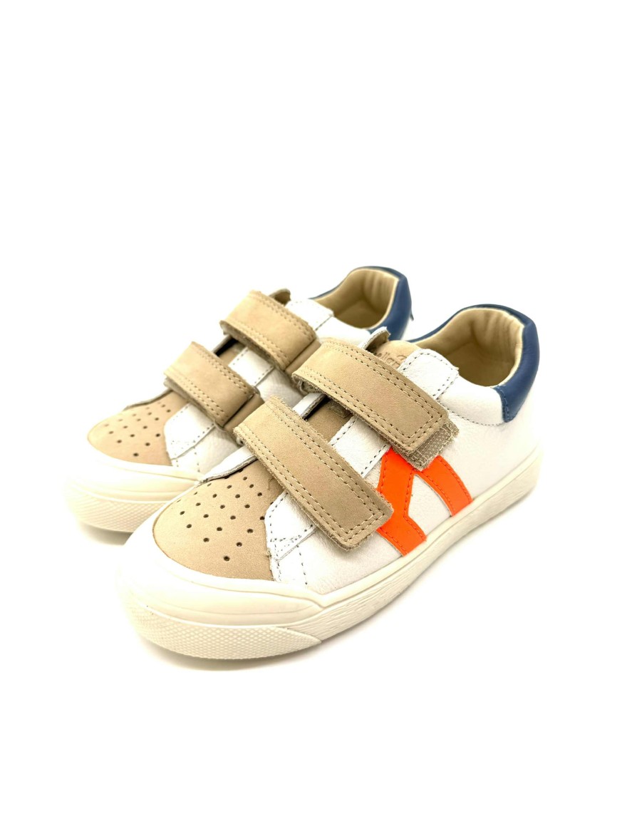 Basket Bellamy Sunday garçon : sneakers à scratch beige et colorées