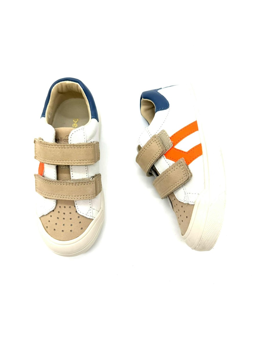 Basket Bellamy Sunday garçon : sneakers à scratch beige et colorées