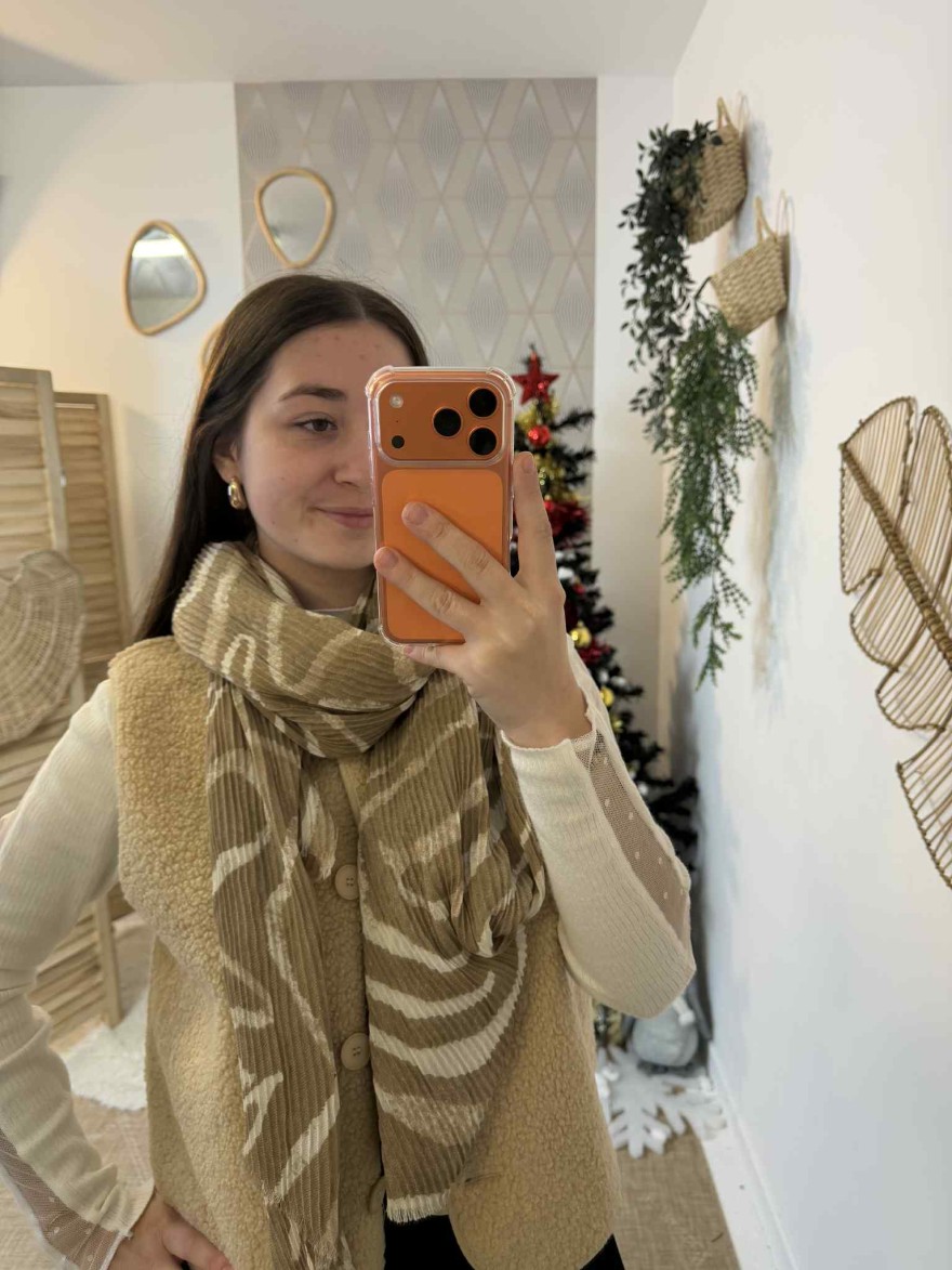 Foulard Hiver Foulard femme | Marina & Paloma – Rayures plissées chic