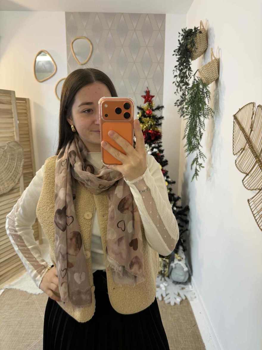 Foulard Hiver Foulard femme | Marina & Paloma – Motifs cœur tendres