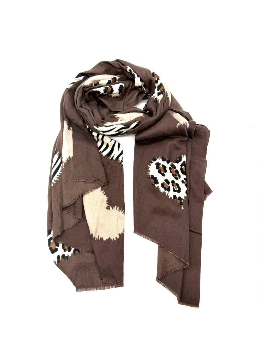 Écharpe Hiver Cœur femme | Marina & Paloma – Patchwork animalier
