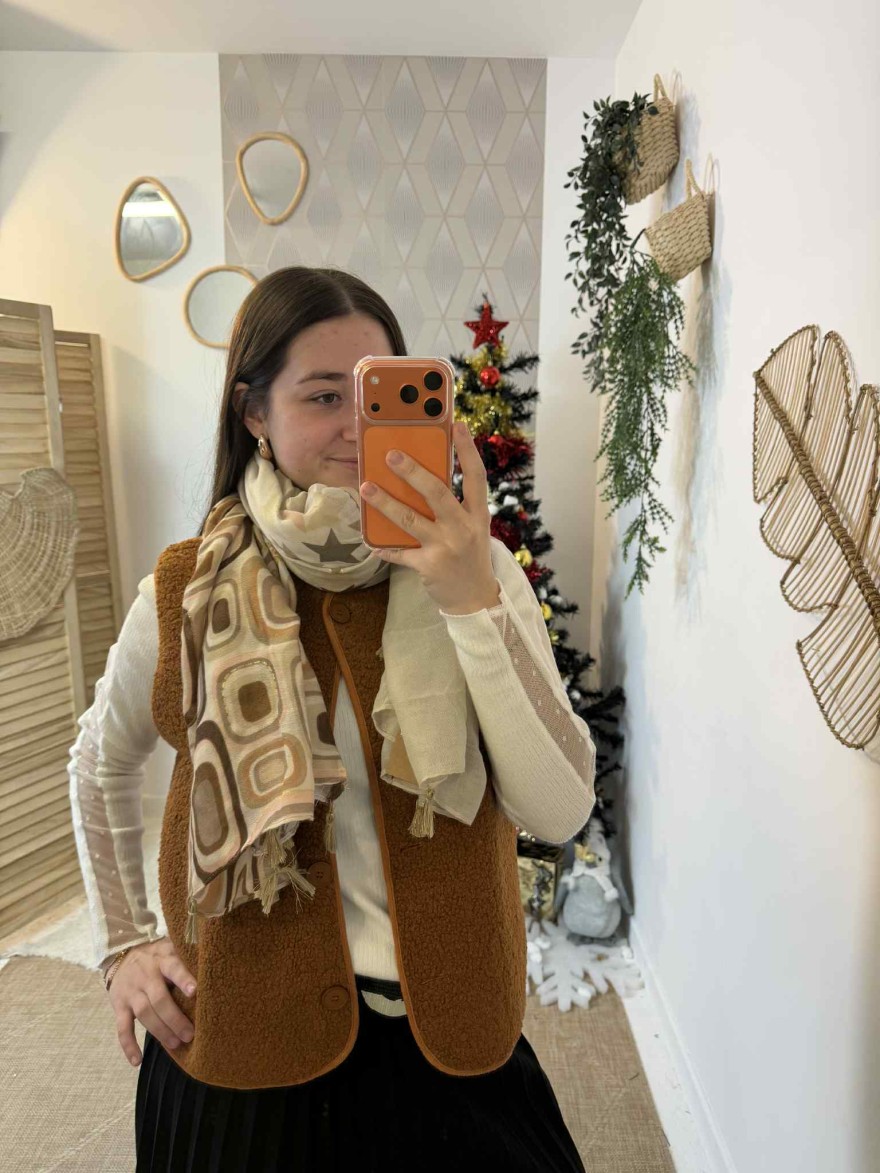 Cheich Patchwork Hiver femme | Écharpe étoiles rétro – Marina & Paloma