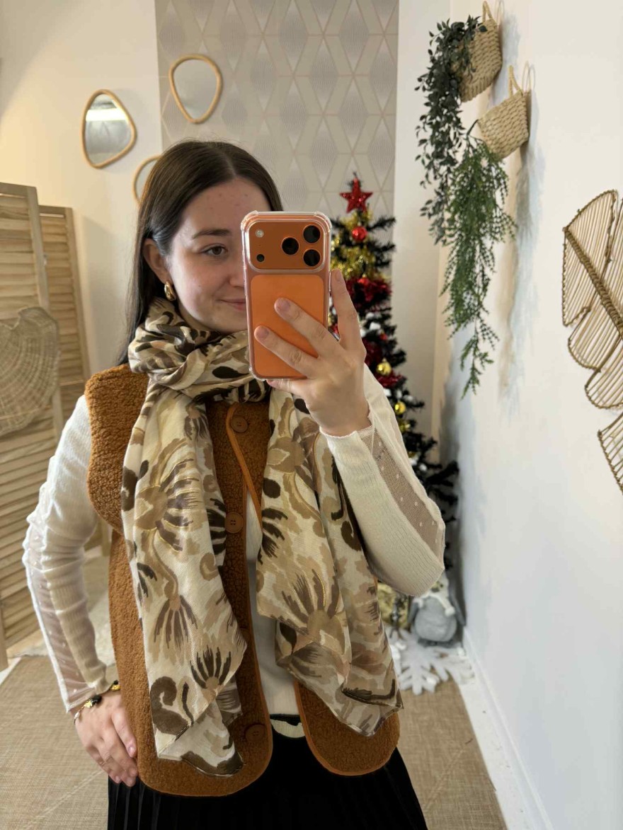 Foulard Style Baroque femme motif floral | Accessoire chic – Marina & Paloma