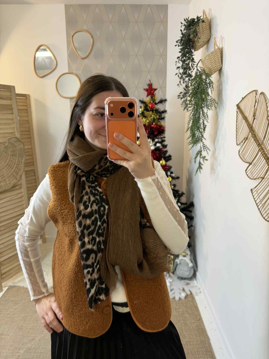 Foulard Hiver | Marina & Paloma – Foulard chaud à imprimé léopard
