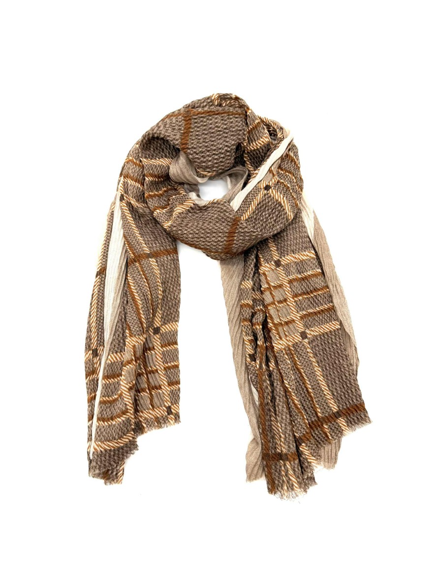Foulard hiver carreaux femme | Écharpe cosy tartan automnal