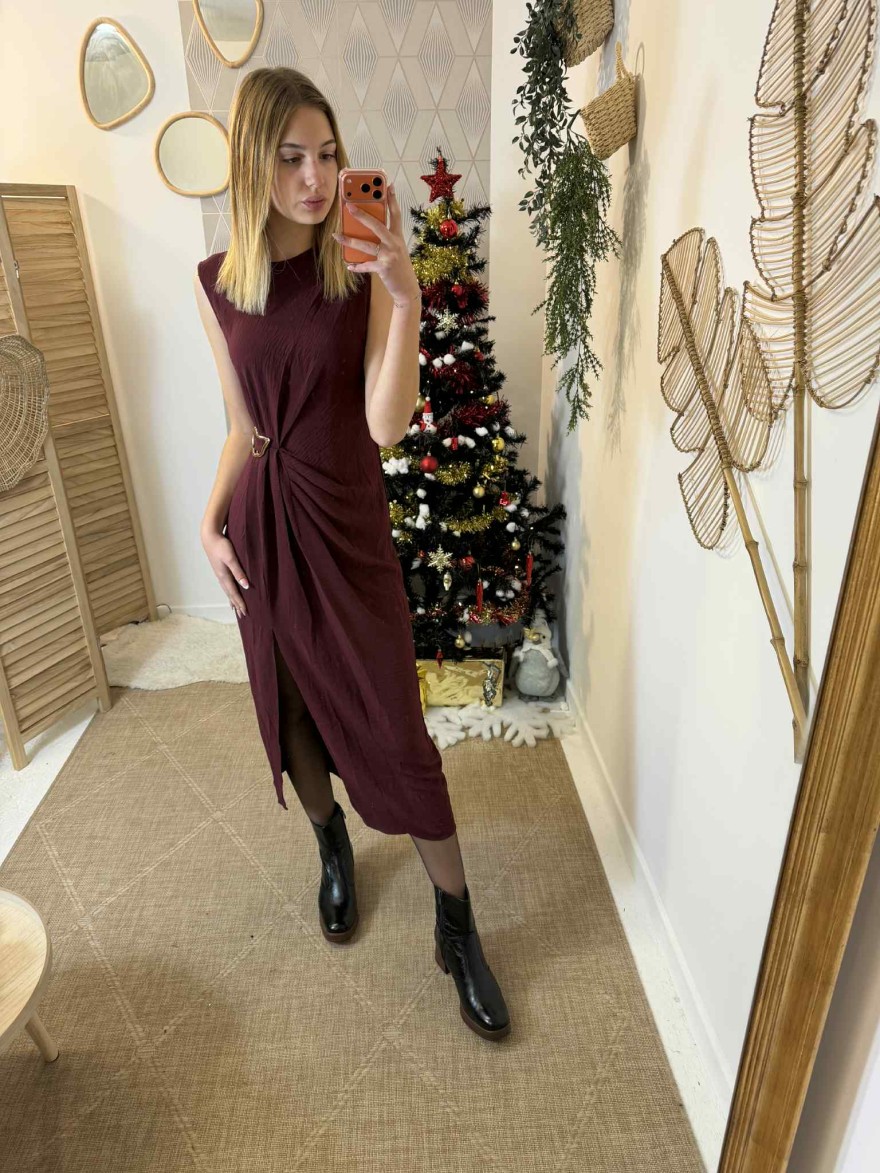 Robe Kilky Bordeaux Drapée | Marina & Paloma