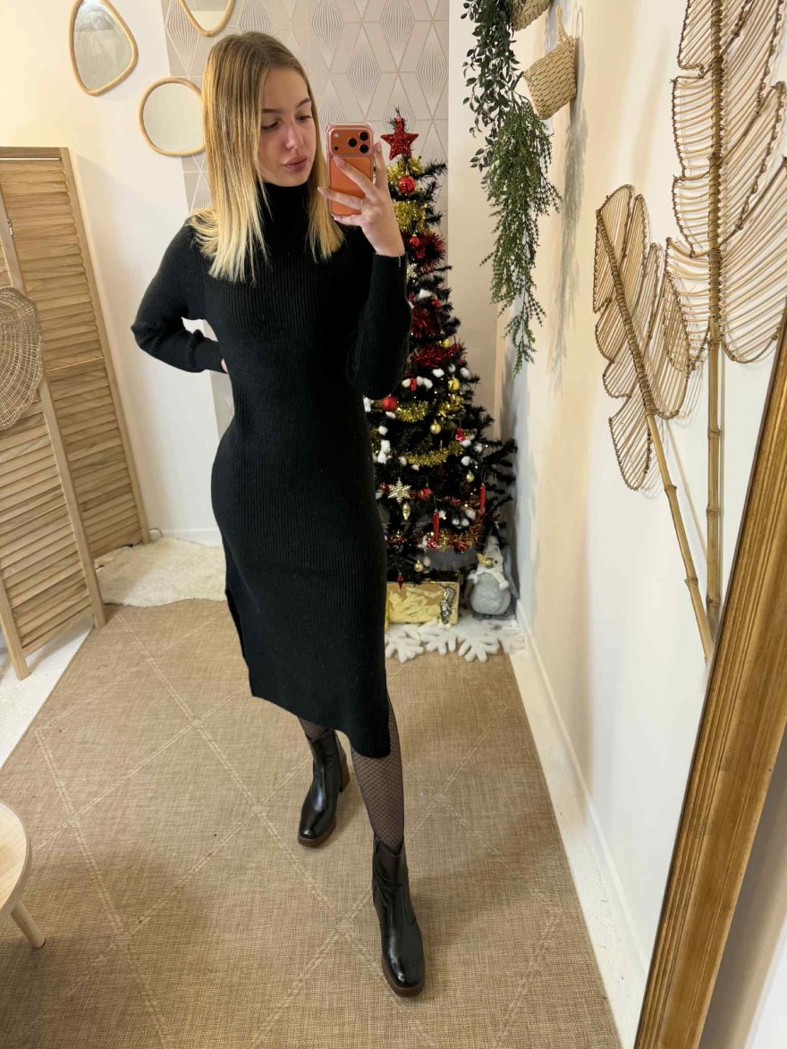 Robe Pull Longue Noire | Marina & Paloma