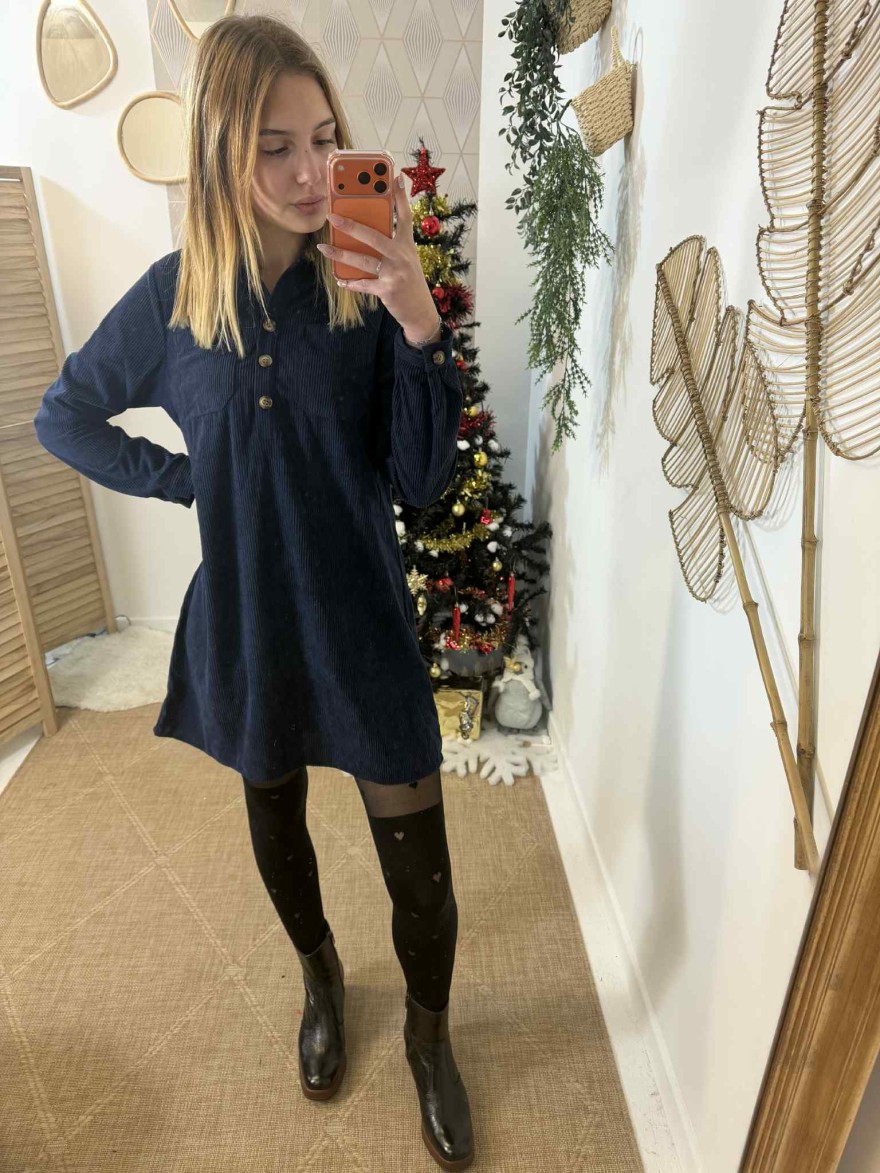 Robe courte velours côtelé | Marina & Paloma – Style rétro chic