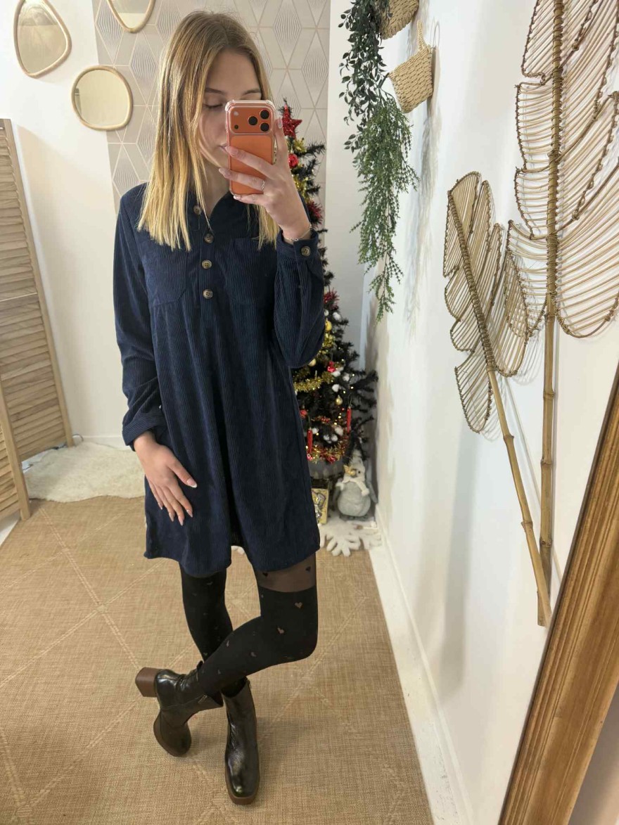 Robe courte velours côtelé | Marina & Paloma – Style rétro chic