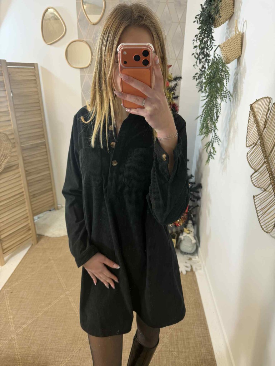 Robe en velours côtelé élégante courte | Marina & Paloma