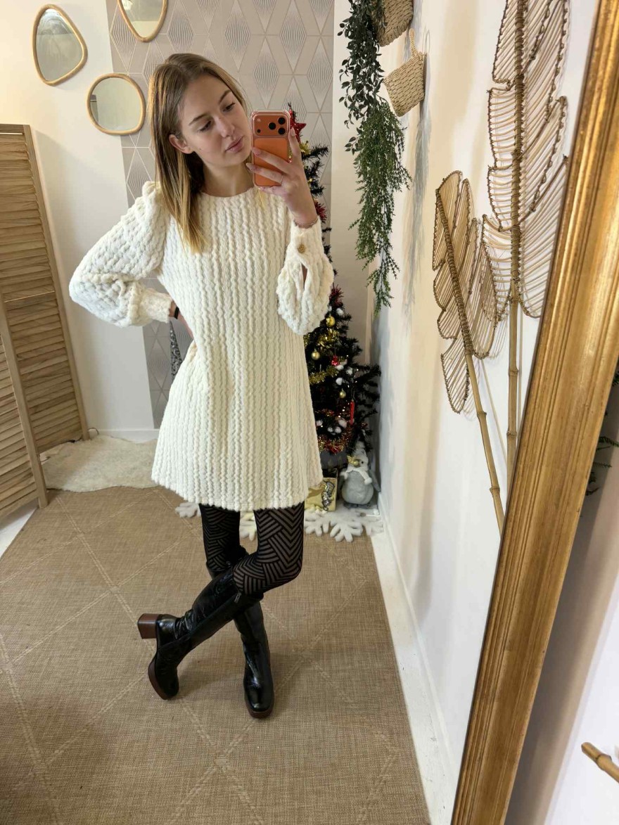 Robe pull torsadée écru | Marina & Paloma