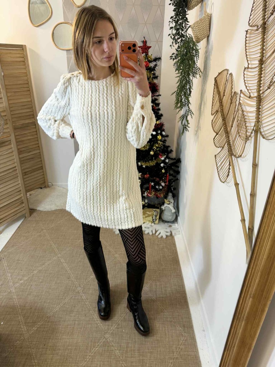 Robe pull torsadée écru | Marina & Paloma