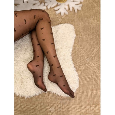 Collant Noir Motifs Nœuds et Pois – Voile Chic | Marina & Paloma