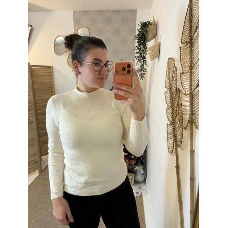 Sous-pull col cheminé beige écru près du corps | Marina & Paloma