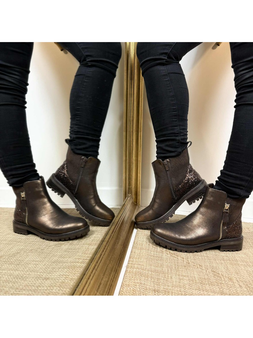Bottine Hiver | Style cuir brun chic et robuste | Marina & Paloma