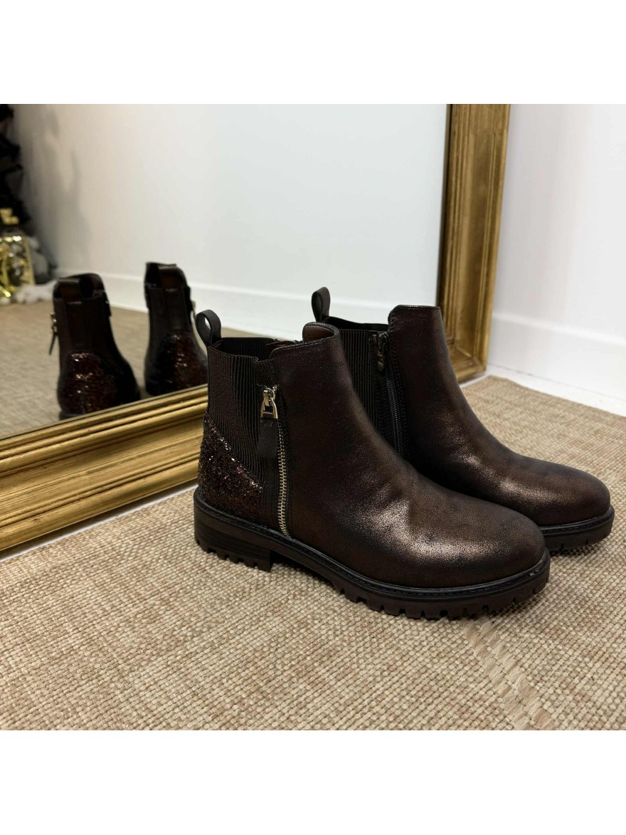 Bottine Hiver | Style cuir brun chic et robuste | Marina & Paloma